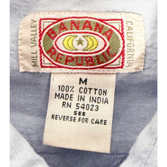 Vintage Men's Banana Republic Bombay Style Cotton Casual Button Up Shirt 80s 90s - Picture 5 of 6